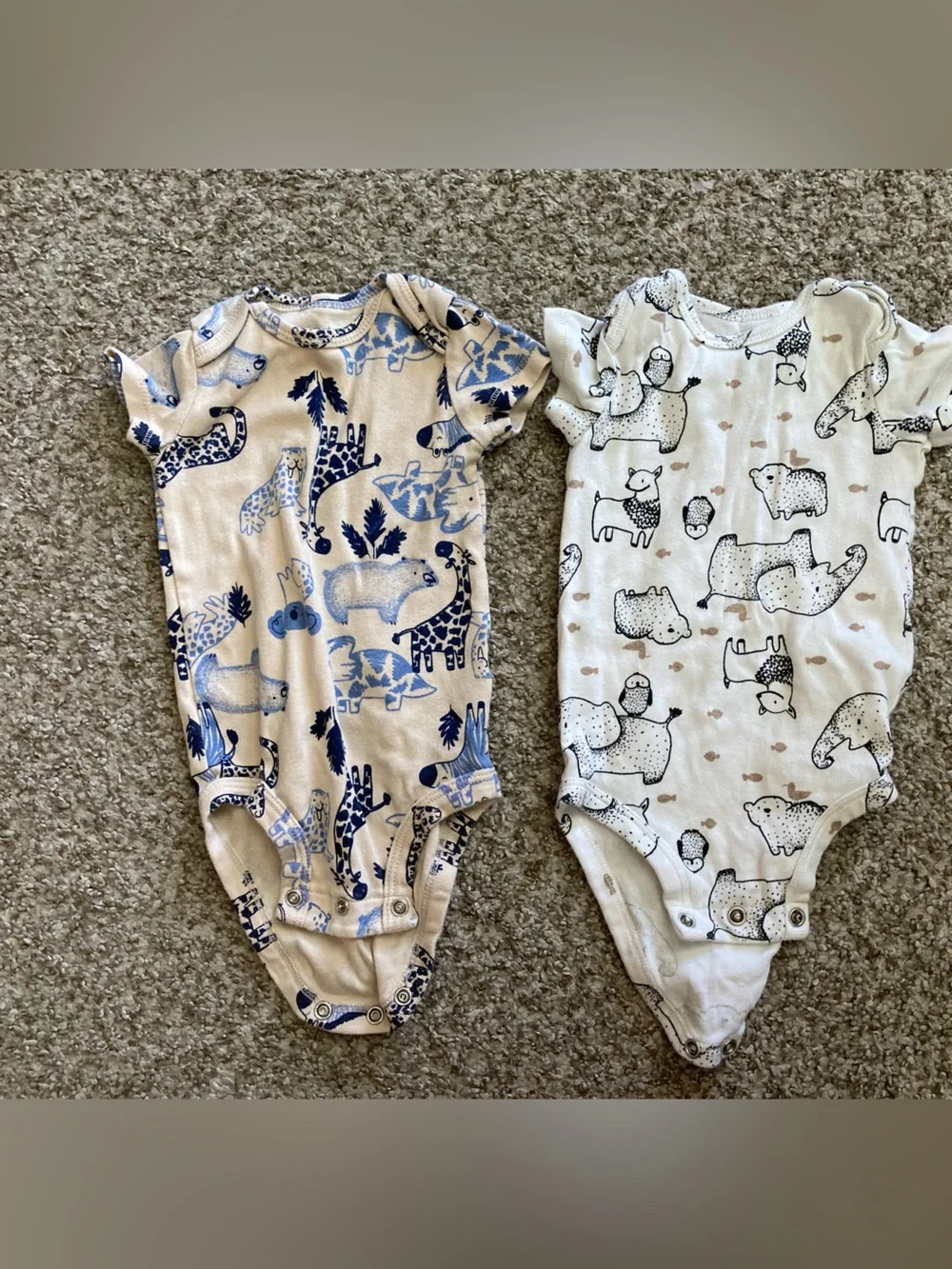 Blue Animal Print Baby One-Piece Bodysuits